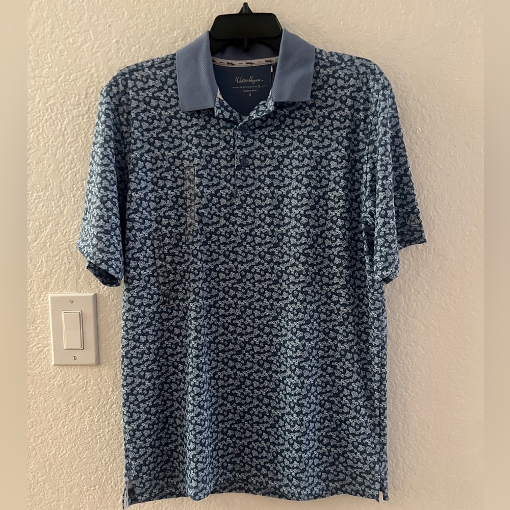 Walter Hagen Blue Patterned Polo Shirt